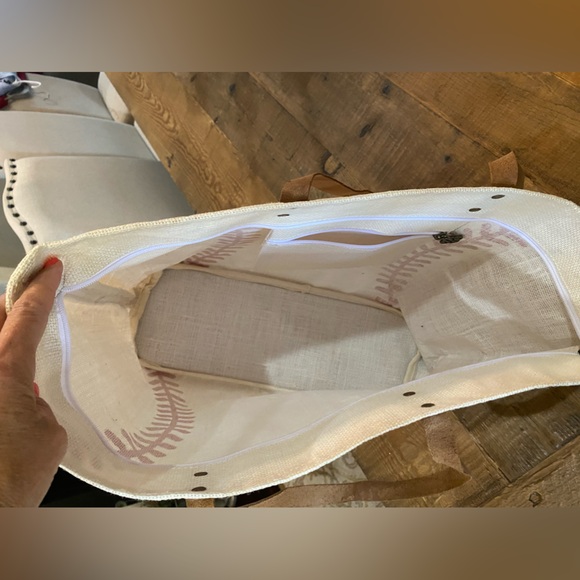 Burlap Baseball Bag, White/Red - Picture 7 of 15